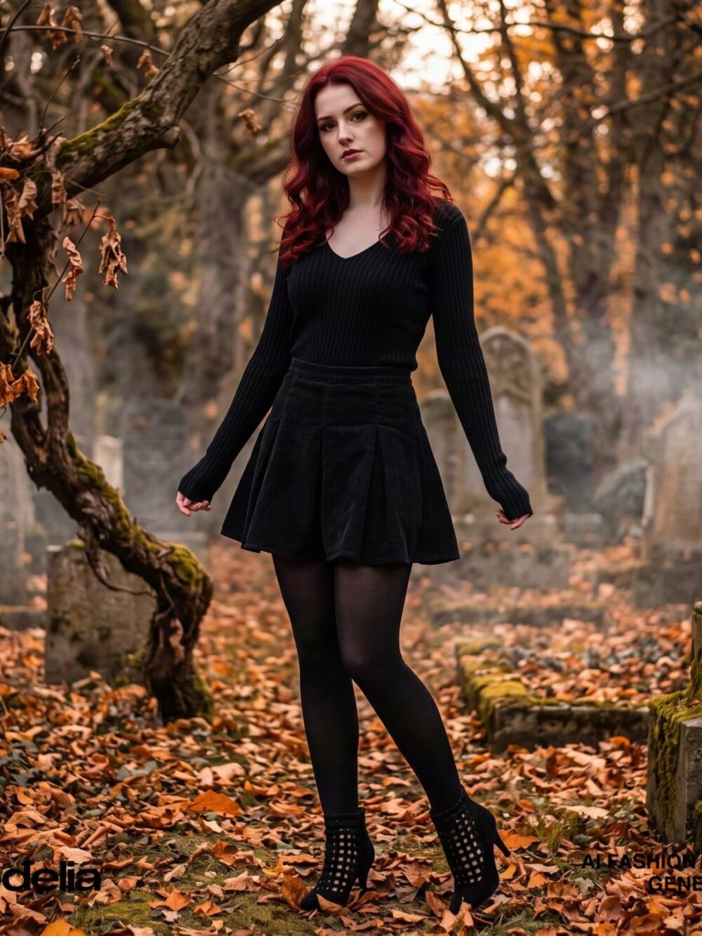 Black Corduroy Pleated Mini Skirt 🍂🎃❄🌈